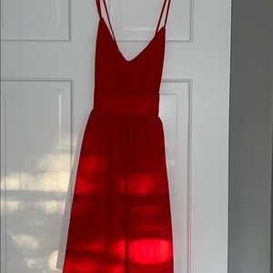 Red mesh mini dress